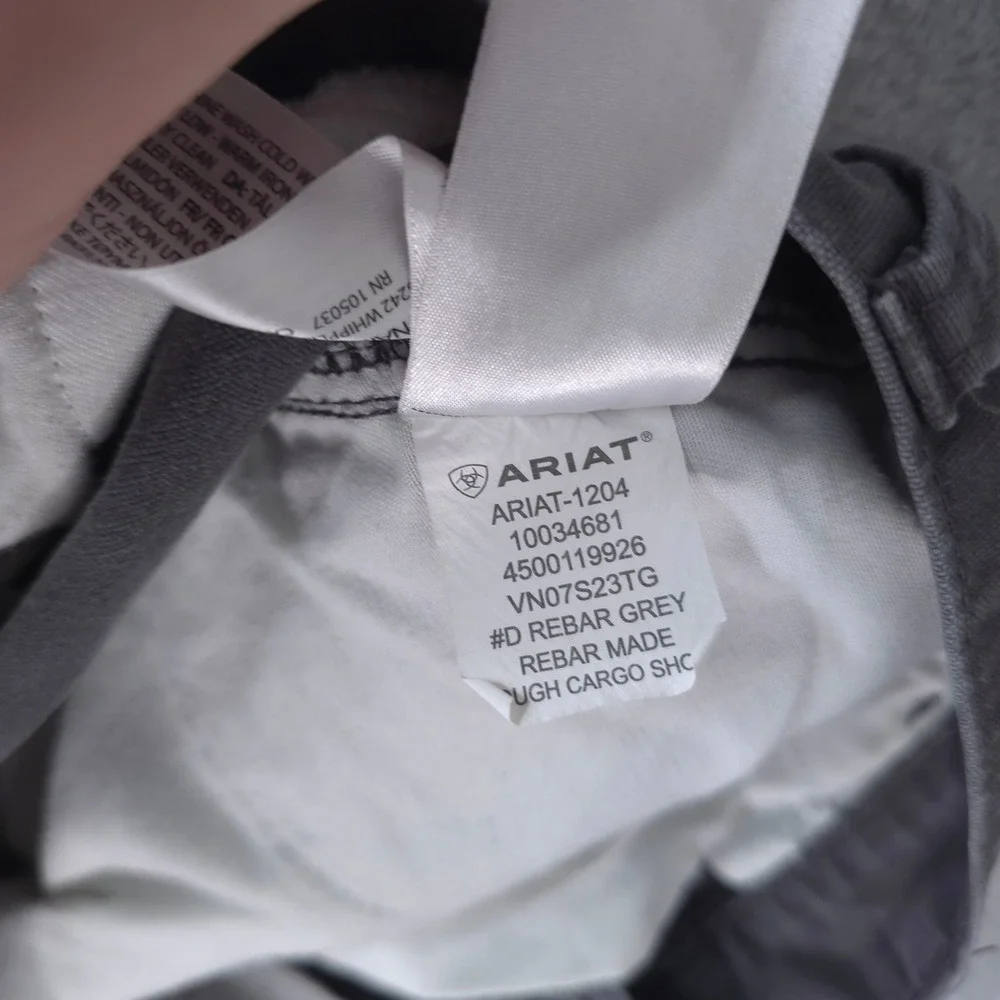 Ariat Cargo Shorts Rebar M4 Relaxed Men 34 Gray Durable Canvas Workwear 10034681